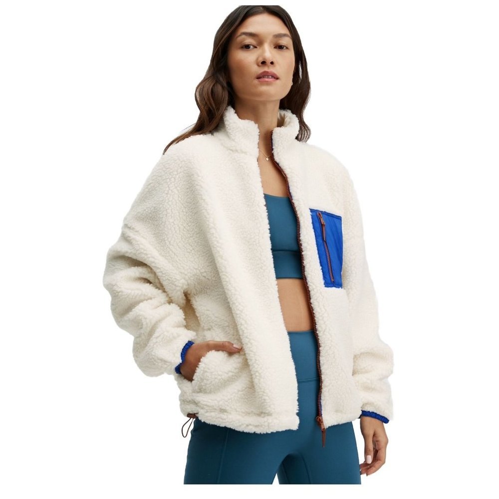 Fabletics Rylan Sherpa Jacket Size Small Bone Mul… - image 1